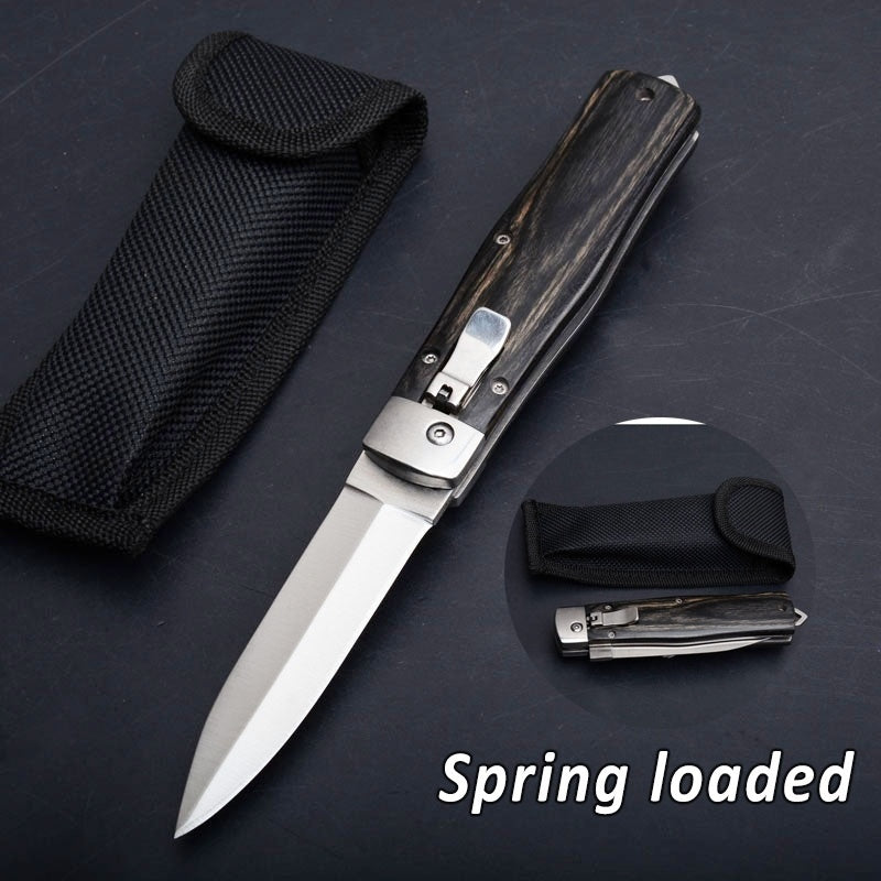 Vintage natural Rosewood High Hardness 60HRC New Spring Blade spring loaded knife Camping Hunting Wild Survival Tool Drop Ship