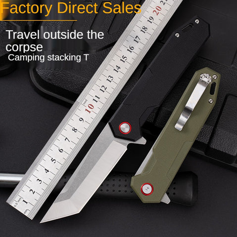 Folding Knife Outdoor G10 Folding Knife Wilderness Survival Knife Portable Fruit Knife Sharp Knife