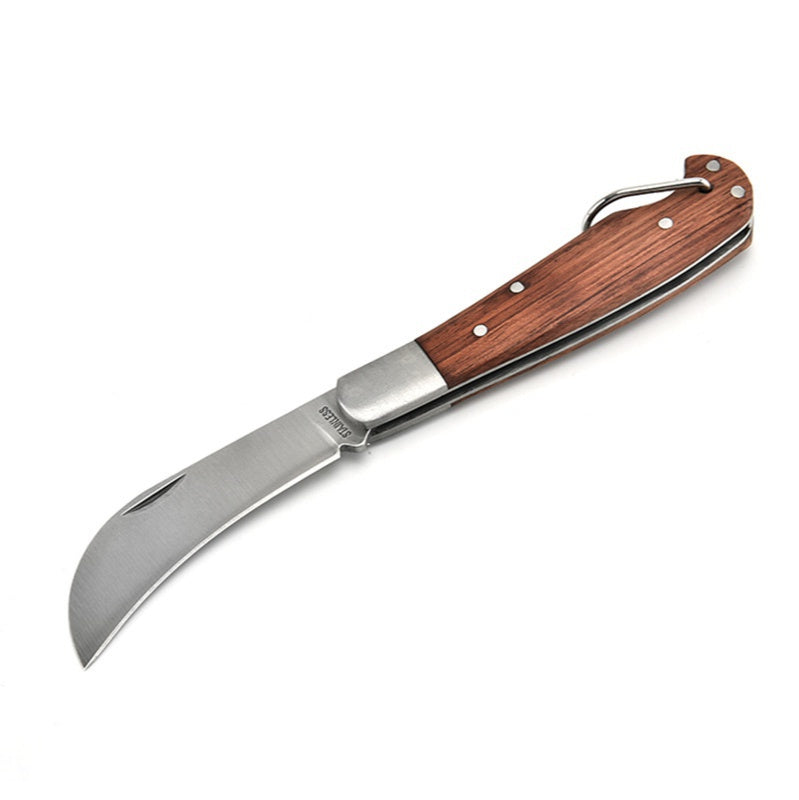 Stainless steel mushroom knife with rosewood handle Multifunctional camping tool knife Outdoor folding knife Household fruit knife