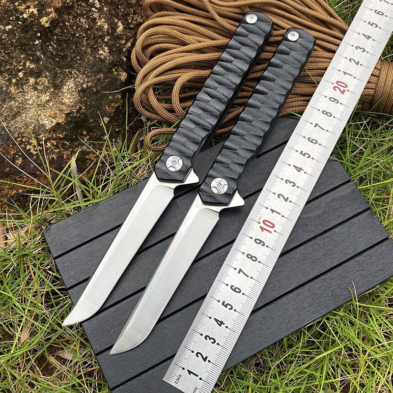 Outdoor camping portable folding knife powder steel folding knife fruit knife multifunctional stainless steel army knife