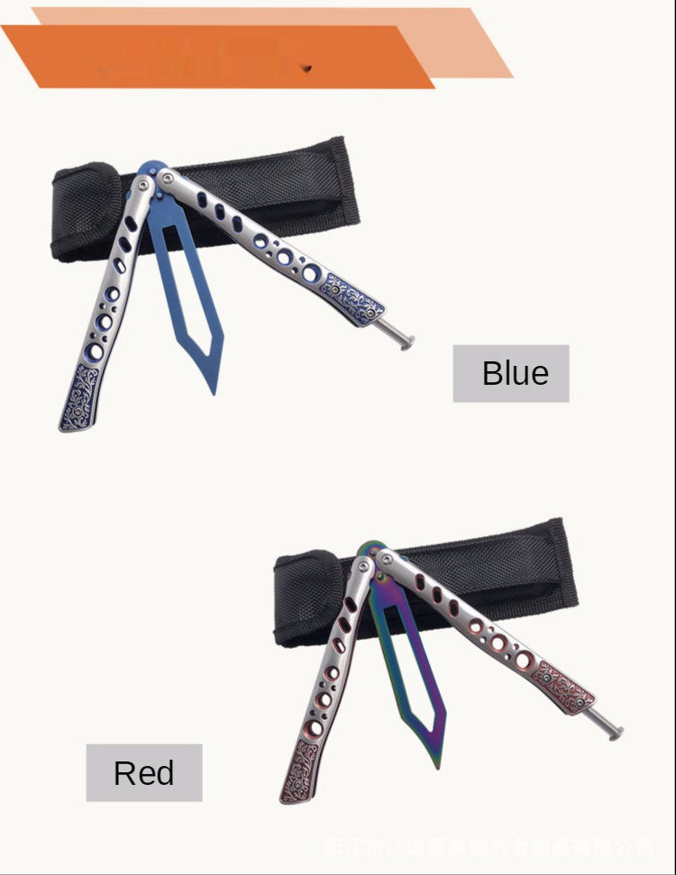 Practice all-steel butterfly training knife folding knife Multi-function tool without edged safety scalpel