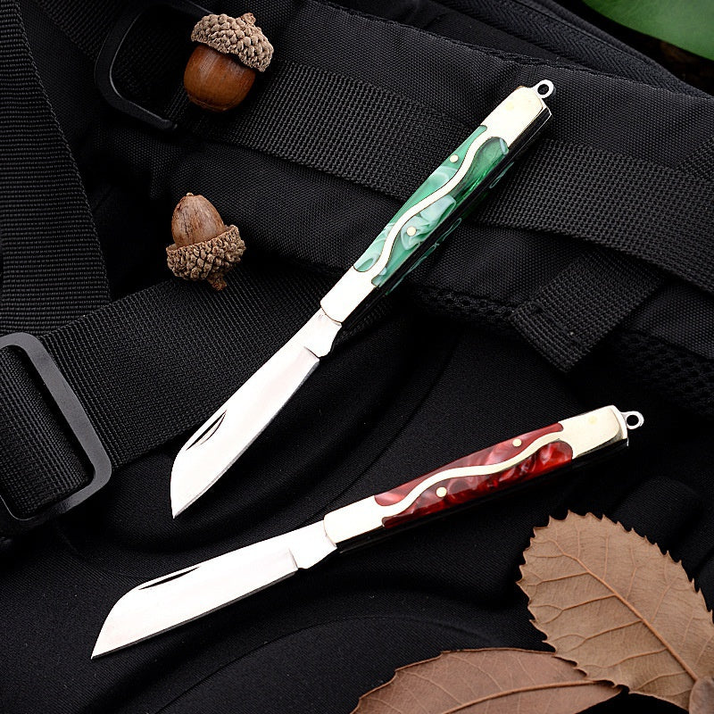 Exquisite Acrylic Peeling Knife Stainless Steel Multi-function Fruit Knife Express Unpacking Folding Knife