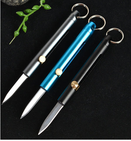 Outdoor knife keychain pendant retro bolt spring knife aluminum alloy knife sharp demolition express