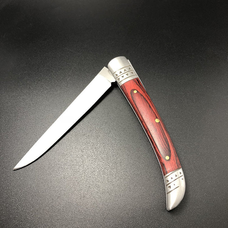Slim camping knife Self-defense knife Color wooden folding knife Stainless steel exquisite portable knife