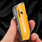 【QINQUAN】Direct Blue Flame Lighter Portable lighters  for cigarettes with Cigar Drill & Gift Box Without Gas/oil  Cohiba Multi-function Windproof Lighter