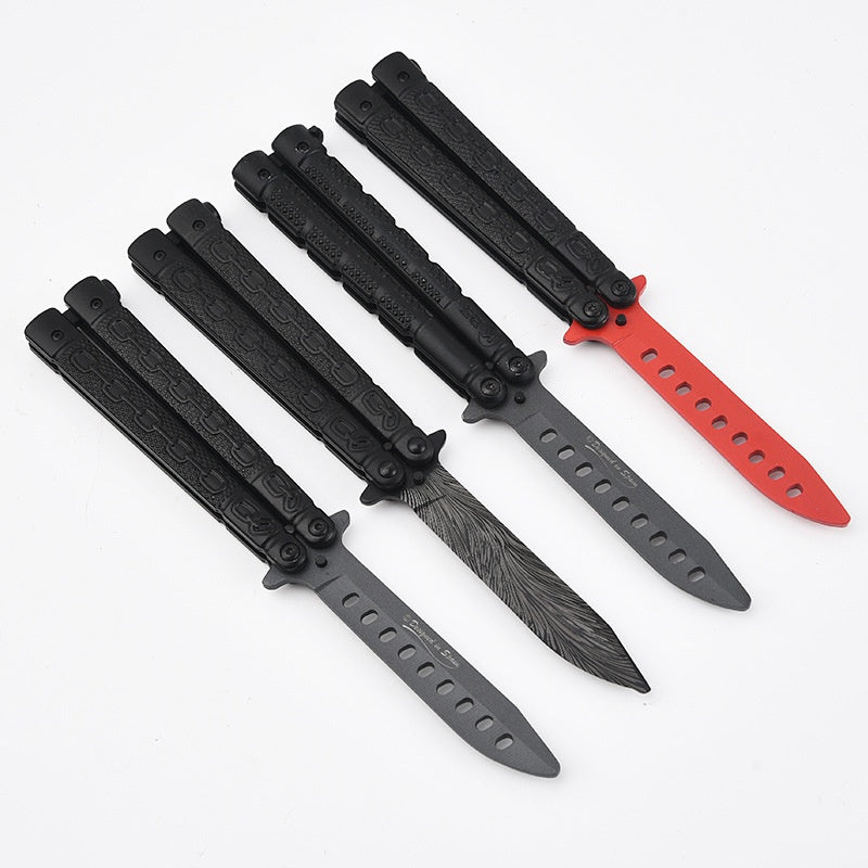 Outdoor portable stainless steel training butterfly comb Outdoor self-defense practice knife novice throwing folding knife