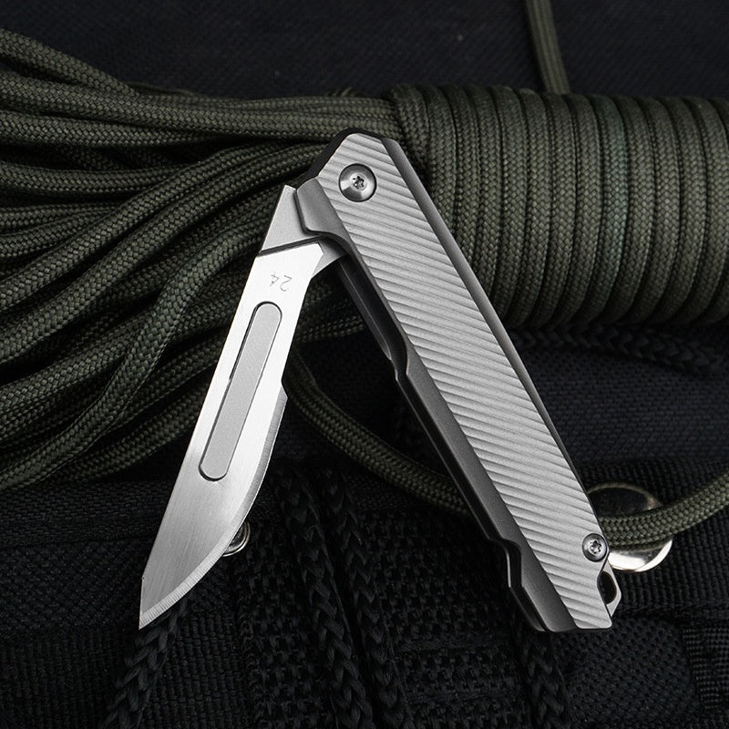 Portable Keychain Knife Unpacking Knife Folding Art Carving Knife Carbon Steel Scalpel Veterinary Scalpel