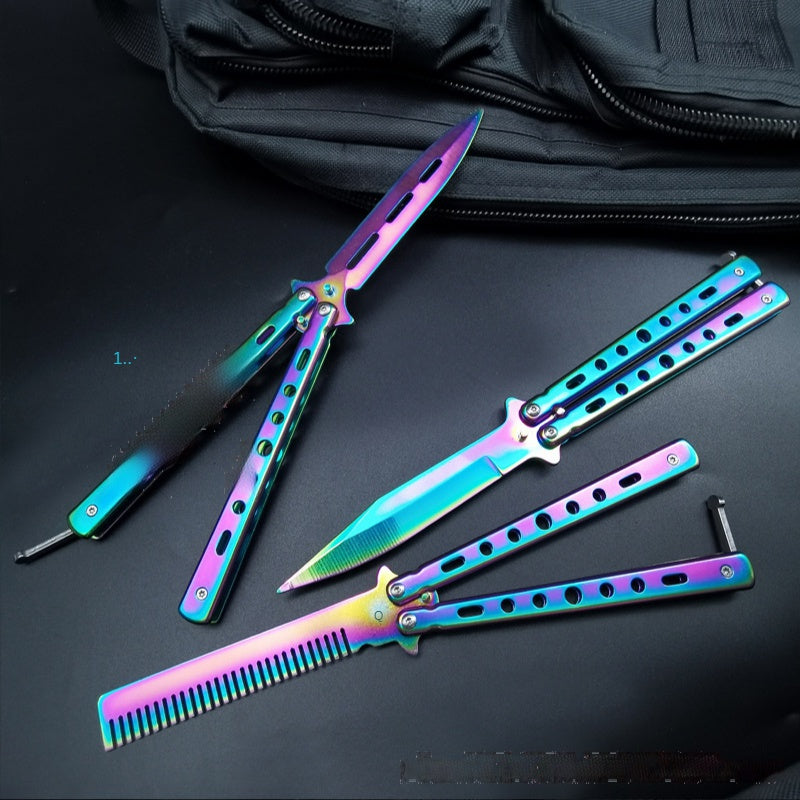 Unopened butterfly comb practice knife game training props ornamental knife fancy throwing knife folding practice knife