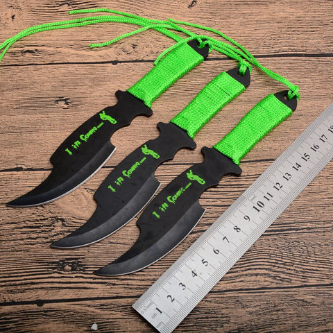 3pcs/6pcs Throwing Knife Set with Sheath Shuriken Ninja Kunai Hunting Knife Tactical Fixed Blade (Fork Type)