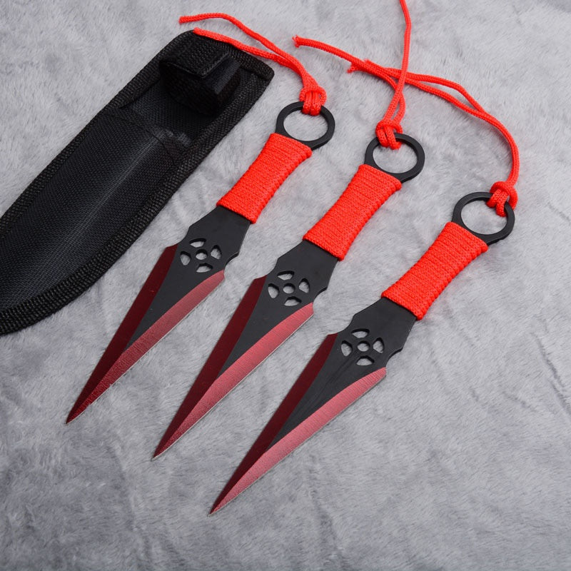 Darts Tactical Fixed Blade Throwing Knife Set with Sheath Ninja Kunai Hunting Knives(Flower type) 3pcs/6pcs