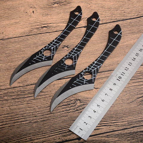 3pcs/6pcs Darts Ninja Hunting Knife Tactical Fixed Blade Throwing Knife Set with Sheath (Spider Scratch)