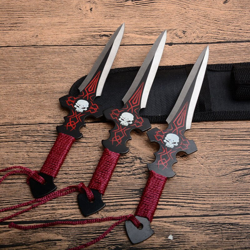 3pcs/6pcs Throwing Knife Shuriken Ninja Kunai Hunting Knife Tactical Fixed Blade Set with Sheath (doll)