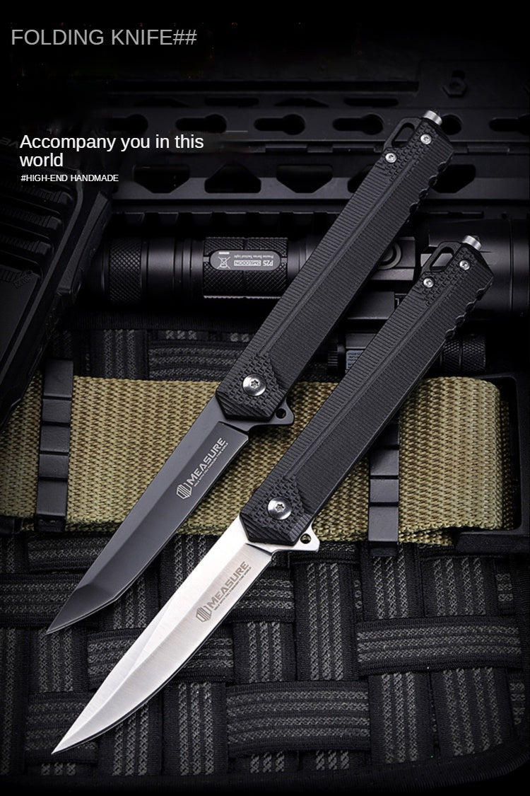 Outdoor survival multi-function knife short knife self-defense d2 fruit knife collection knife folding knife outdoor knife(white tip)