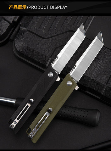 G10 survival knife straight for small knife folding knife D2 steel high hardness folding knife outdoor camping anti-body knife