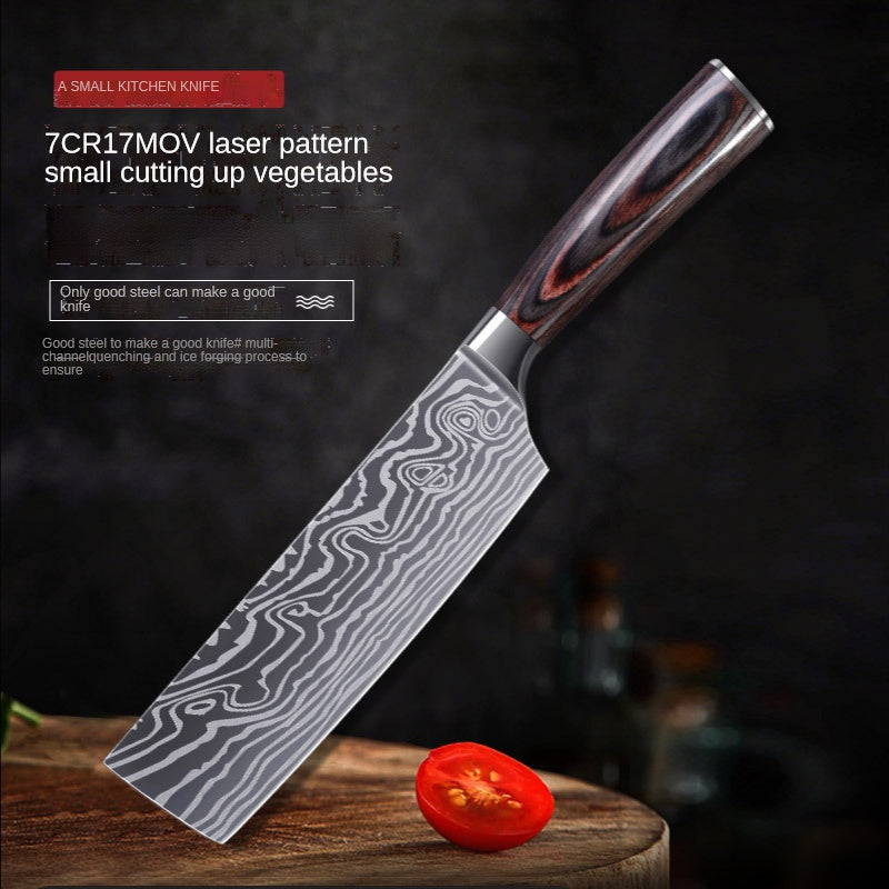 Stainless steel side dishes cut household sharp meat slicer knife cut fruits and vegetables knife Damascus pattern