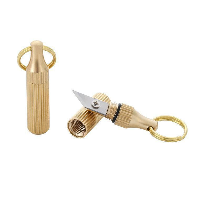 Remove express knife key chain portable mini Brass Pendant capsule knife box opener portable knife 2pcs