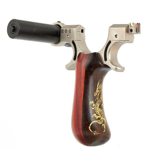 Huwairen Slingshot with laser 304 stainless steel bow head sandalwood splice handlebar outdoor competitive slingshot