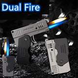 Dual Flame Jet Lighters Gun shape Foldable Lighter New Spray Gun Butane Lighters Gas Cigarette Lighter For Man Gift(Without Gas)