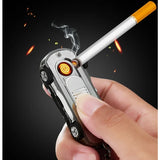Mini Portable Keychain Flashlight USB Electric Lighter Tobacco Cigarette Charging Lighter Outdoor Windproof Lighters