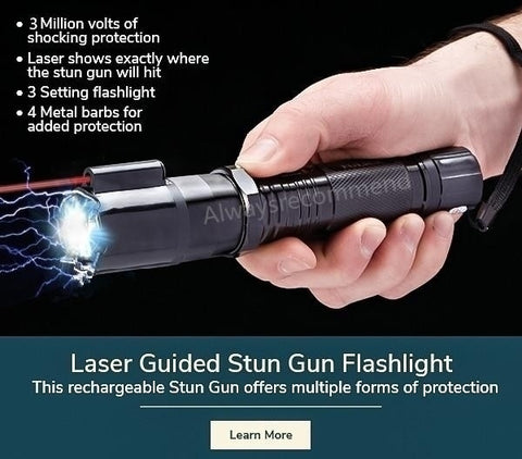 2025 Tactical Flashlight Stun Gun for sale Rechargeable Portable Gun Safe Survival Camp | POPOTR™