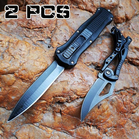 2025 2Pcs Folding Knife Hunting Knife Tactical Knife Assisted Knife Automatic Knife| POPOTR™