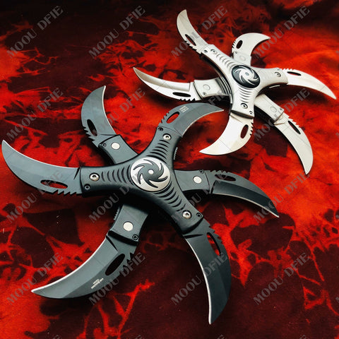 OUTDOOR EDC DetachableDOUBLE LAYER Six-blade Huge Kunai TACTICAL 6 KNIFES Ninja Combat  Throwing Hunting Knives Fighting