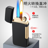 2025 808 open flame conversion straight punch double fire inflatable lighter, creative windproof logo custom lighter | POPOTR