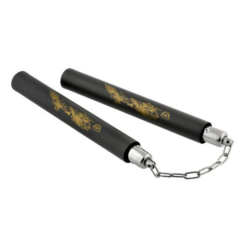 Classical Chinese Martial Arts Training Practice Foam Pad Nunchucks Karate Nunchakus Dragon View Black Durable