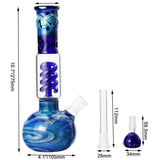 10.7"" Blue Pattern Glass Hookah Water Smoking Pipe Bubbler W/ Ice Catcher Shisha Hookah