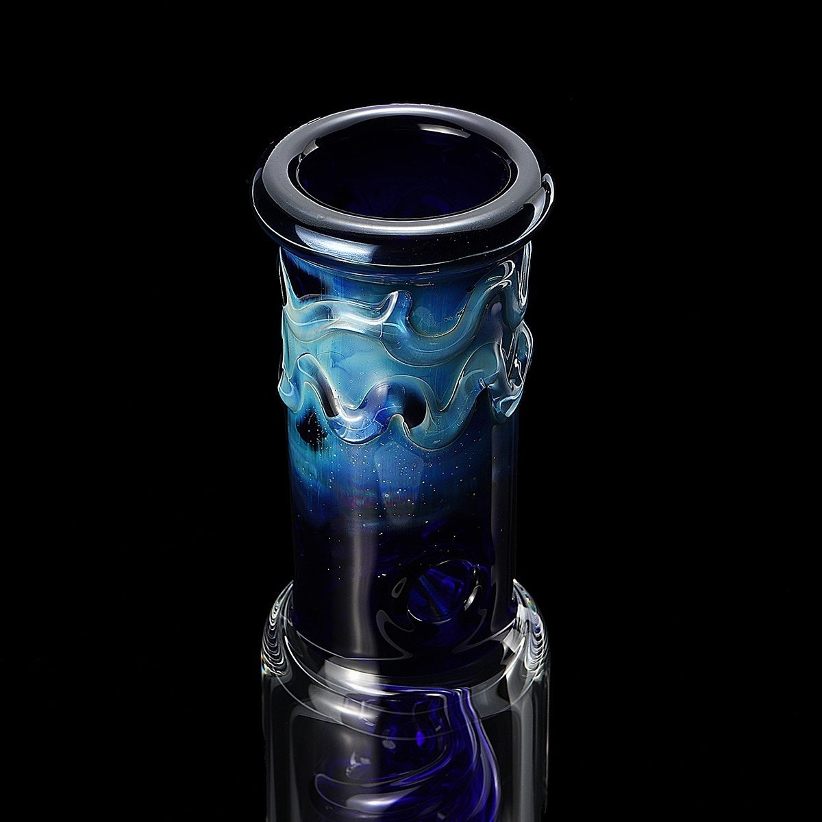 10.7"" Blue Pattern Glass Hookah Water Smoking Pipe Bubbler W/ Ice Catcher Shisha Hookah