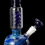 10.7"" Blue Pattern Glass Hookah Water Smoking Pipe Bubbler W/ Ice Catcher Shisha Hookah