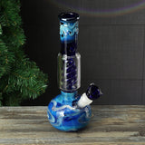 10.7"" Blue Pattern Glass Hookah Water Smoking Pipe Bubbler W/ Ice Catcher Shisha Hookah