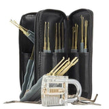24pcs Lock Padlock Picking Tools Kit Transparent Key Extractor Lock Pick Gun Set Credit Card Tools