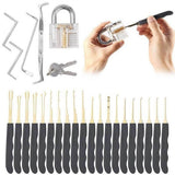 24pcs Lock Padlock Picking Tools Kit Transparent Key Extractor Lock Pick Gun Set Credit Card Tools