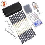 24pcs Lock Padlock Picking Tools Kit Transparent Key Extractor Lock Pick Gun Set Credit Card Tools