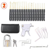 24pcs Lock Padlock Picking Tools Kit Transparent Key Extractor Lock Pick Gun Set Credit Card Tools