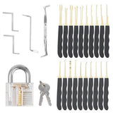 24pcs Lock Padlock Picking Tools Kit Transparent Key Extractor Lock Pick Gun Set Credit Card Tools