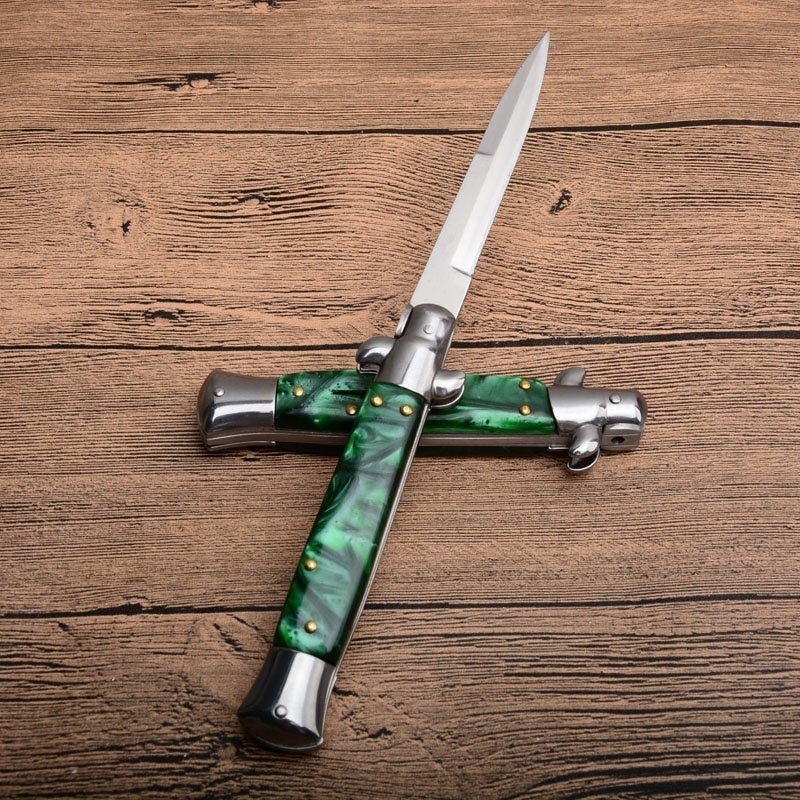 9 tommer krystal automatiske knive Bærbar Mafia Stiletto Godfather Survival Dolk Udendørs Taktisk Spring Assist Knive