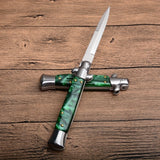 9inch Crystal Automatic Knives Portable Mafia Stiletto Godfather Survival Dagger Outdoor Tactical Spring Assist Knife