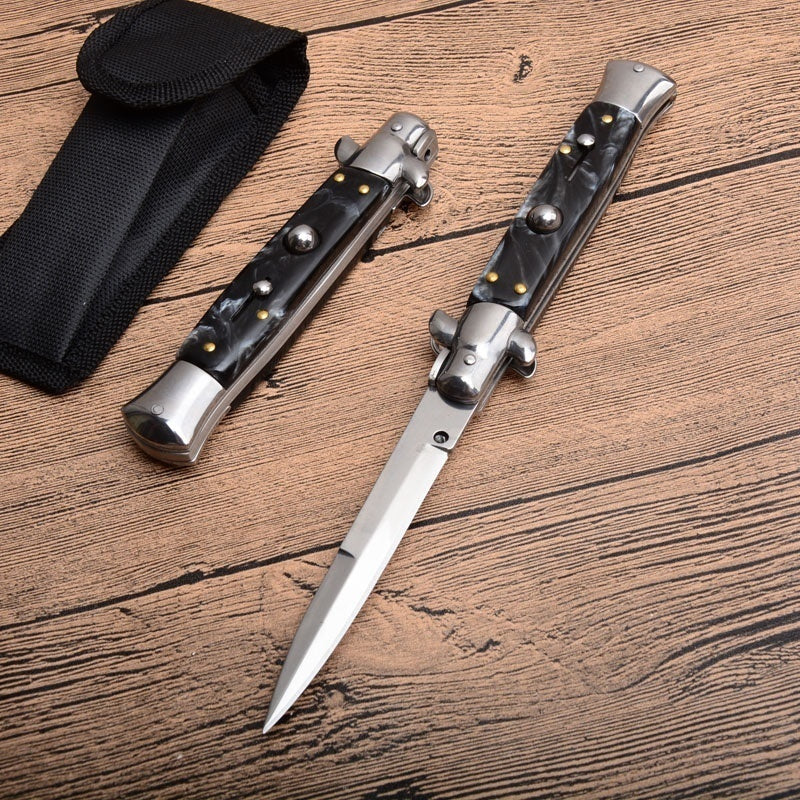 9 tommer krystal automatiske knive Bærbar Mafia Stiletto Godfather Survival Dolk Udendørs Taktisk Spring Assist Knive