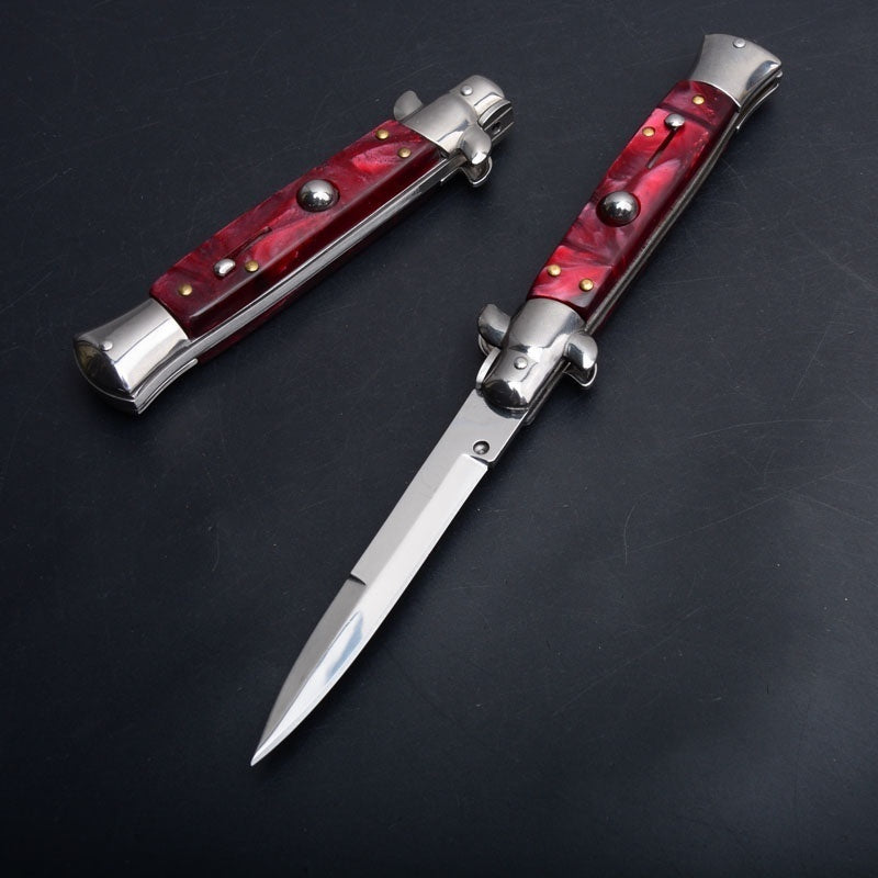 9 tommer krystal automatiske knive Bærbar Mafia Stiletto Godfather Survival Dolk Udendørs Taktisk Spring Assist Knive