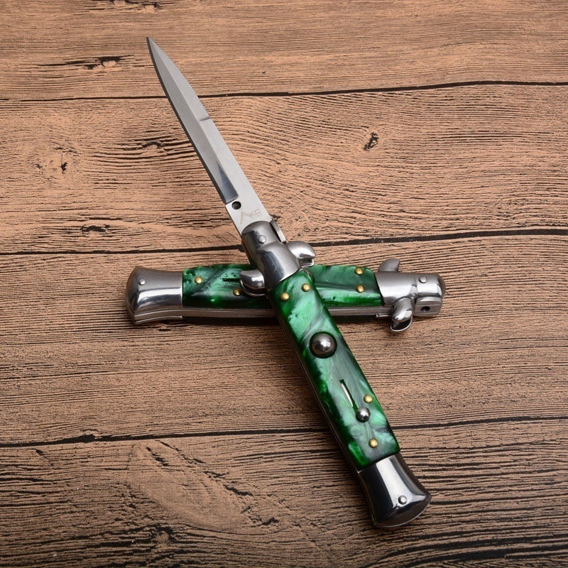 9 tommer krystal automatiske knive Bærbar Mafia Stiletto Godfather Survival Dolk Udendørs Taktisk Spring Assist Knive