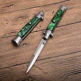 9inch Crystal Automatic Knives Portable Mafia Stiletto Godfather Survival Dagger Outdoor Tactical Spring Assist Knife