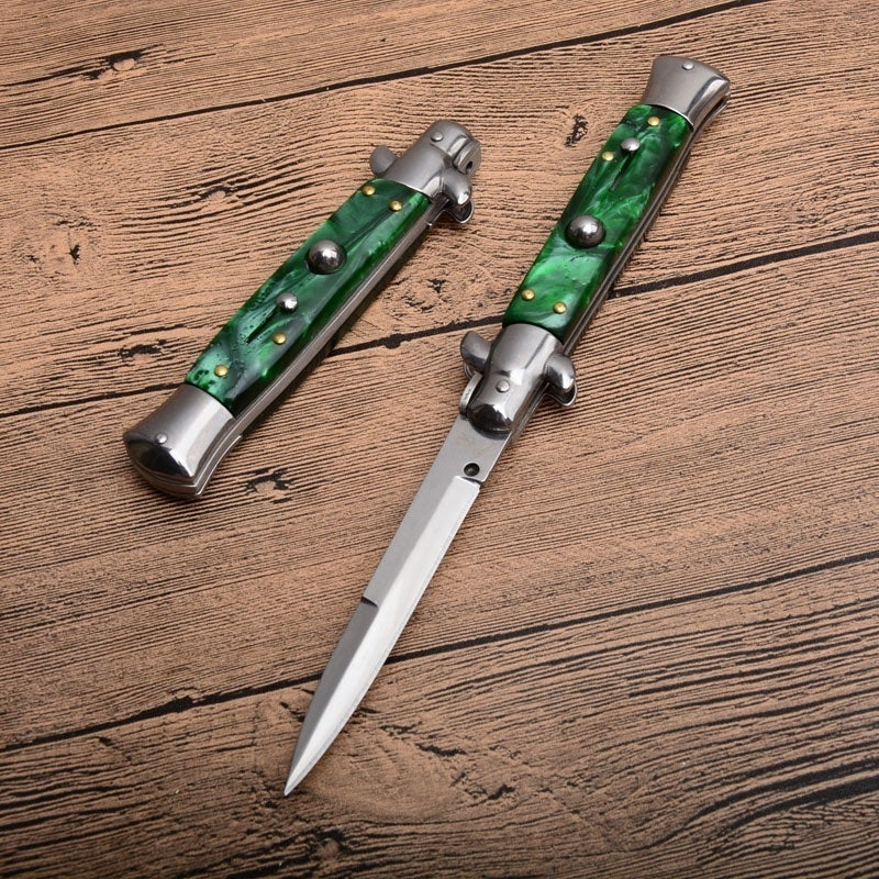 9 tommer krystal automatiske knive Bærbar Mafia Stiletto Godfather Survival Dolk Udendørs Taktisk Spring Assist Knive