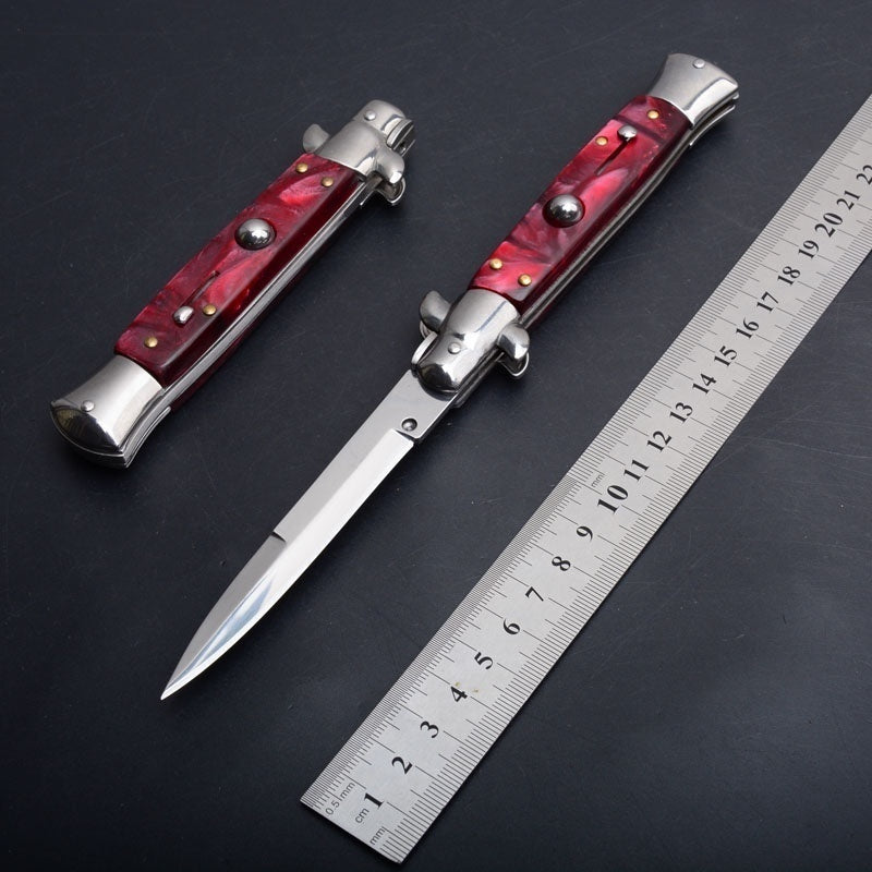 9 tommer krystal automatiske knive Bærbar Mafia Stiletto Godfather Survival Dolk Udendørs Taktisk Spring Assist Knive