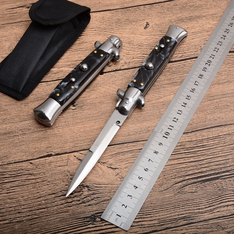 9 tommer krystal automatiske knive Bærbar Mafia Stiletto Godfather Survival Dolk Udendørs Taktisk Spring Assist Knive