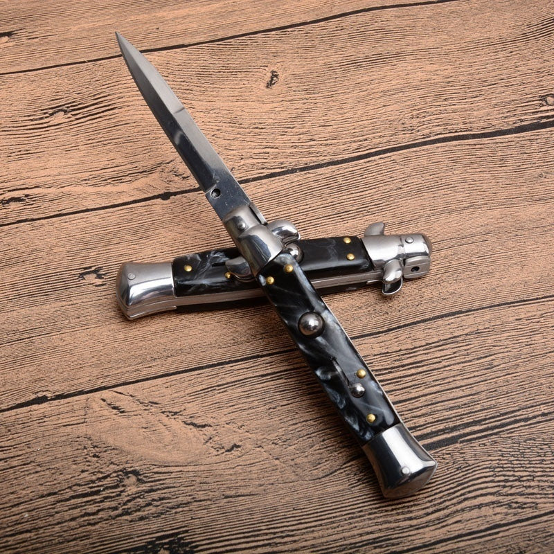 9 tommer krystal automatiske knive Bærbar Mafia Stiletto Godfather Survival Dolk Udendørs Taktisk Spring Assist Knive