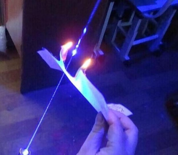 Blue Light Laser Pointer Pen 450nm Adjustable Beam Burning Match + 5 Star caps