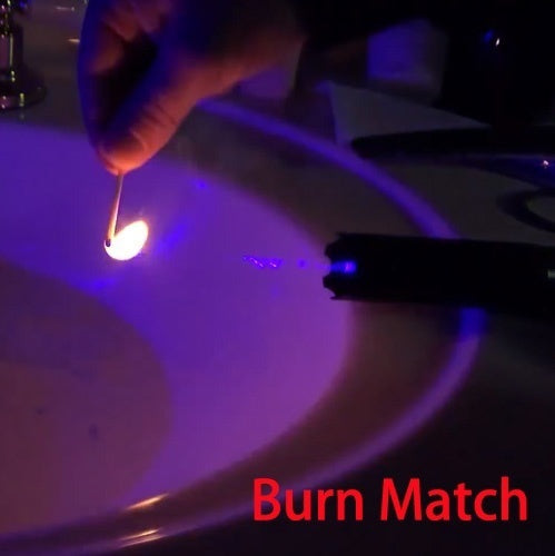 Blue Light Laser Pointer Pen 450nm Adjustable Beam Burning Match + 5 Star caps