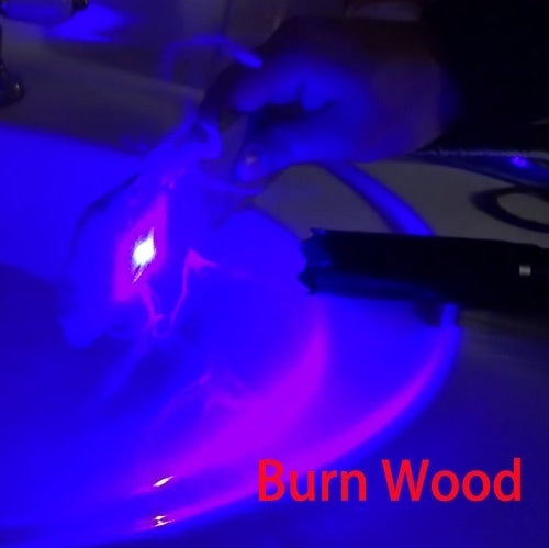 Blue Light Laser Pointer Pen 450nm Adjustable Beam Burning Match + 5 Star caps